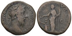 Ancient Coins - Marcus Aurelius, 161 - 180 AD, Sestertius with Salus