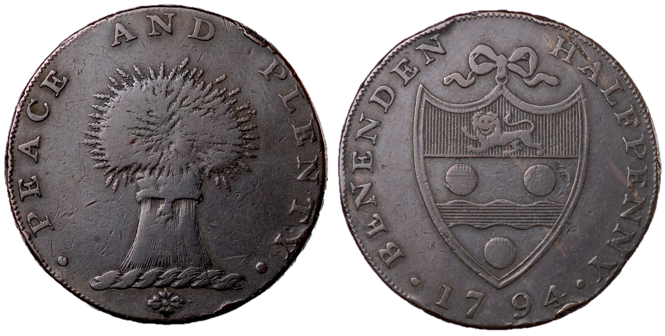 Great Britain, Kent, Benenden, 1794 Halfpenny Conder Token, D&H 4