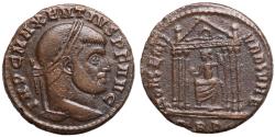 Ancient Coins - Maxentius, 307 - 312 AD, Follis of Rome with Temple