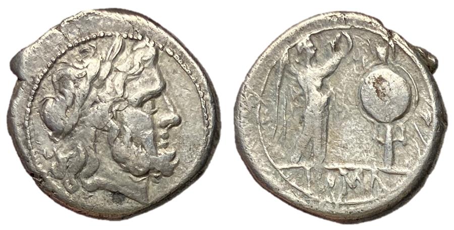 Ancient Coins - Roman Republic, Anonymous, 211 - 208 BC, Silver Victoriatus