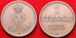 World Coins - German States, Hannover, 1855 B Pfennig