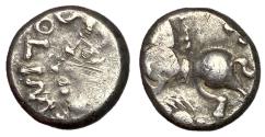 Ancient Coins - Celtic Gaul, Leuci, 60 - 50 BC, Silver Quinarius