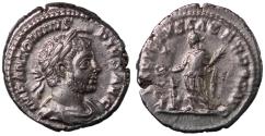Ancient Coins - Elagabalus, 218 - 222 AD, Silver Denarius, Emperor Sacrificing with Bull