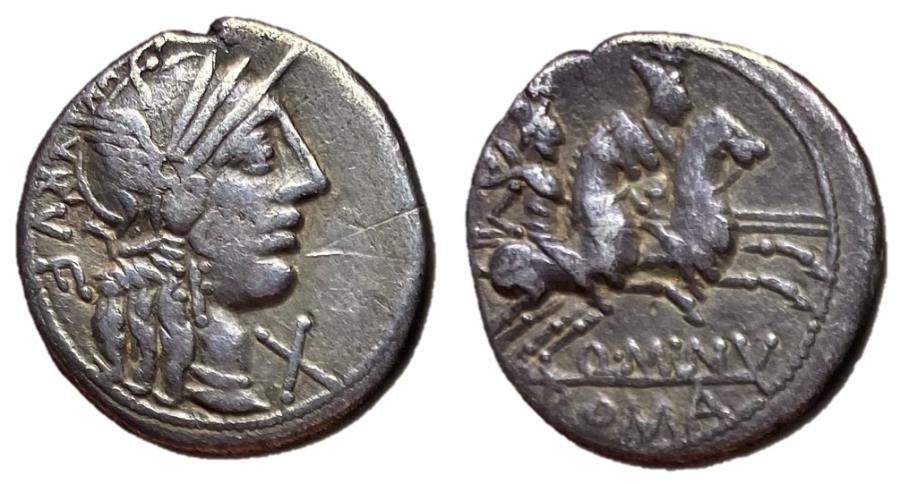 Q. Minucius Rufus, 122 BC, Silver Denarius | Roman Republican Coins