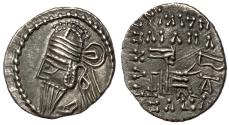 Ancient Coins - Kings of Parthia, Osroes II, 198 - 208 AD, Silver Drachm