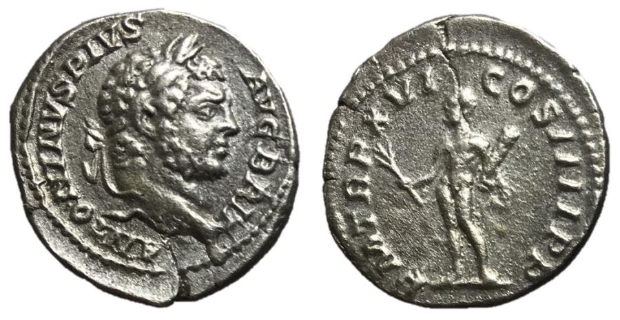 Caracalla, 198 - 217 AD, Silver Denarius, Hercules | Roman Imperial Coins