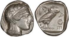 Ancient Coins - Attica, Athens, 454 - 404 BC, Silver Tetradrachm, Choice AU