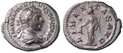 Ancient Coins - Elagabalus, 218 - 222 AD, Silver Denarius with Libertas