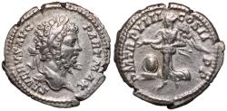 Ancient Coins - Septimius Severus, 198 - 211 AD, Silver Denarius with Victory