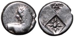 Ancient Coins - Thrace, Cherronesos, 386 - 338 BC, Silver Hemidrachm with Star