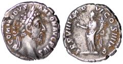 Ancient Coins - Commodus, 177 - 192 AD, Silver Denarius with Felicitas