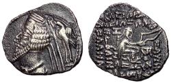 Ancient Coins - Kings of Parthia, Phraates IV, 38 - 2 BC, Silver Drachm, Mithradatkart Mint, Choice AU and Toned, Rare