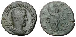 Ancient Coins - Philip II as Caesar, 244 - 247 AD, Sestertius with Pax