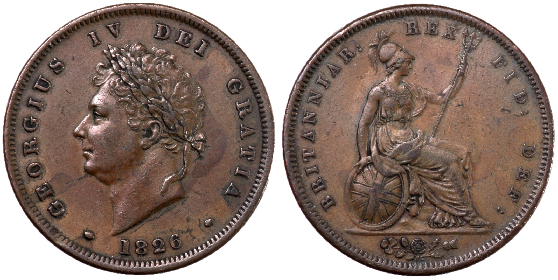 Great Britain, George IV, 1826 Penny, 34mm | European Coins