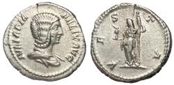 Ancient Coins - Julia Mamaea, 227 AD, Silver Denarius with Vesta