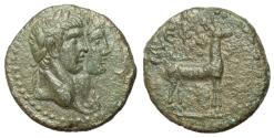 Ancient Coins - Claudius, with Agrippina Jr., 41 - 54 AD, AE19 of Ephusus