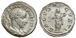 Ancient Coins - Gordian III, 238 - 244 AD, Silver Denarius, Salus, EF