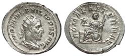 Ancient Coins - Philip I, 244 - 249 AD, Silver Antoninianus, Roma Seated