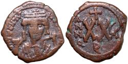 Ancient Coins - Maurice Tiberius, 582 - 602 AD, Half Follis of Theoupolis