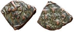 Ancient Coins - Constans II, 641 - 668 AD, Follis of Constantinople, With Constantine, Heraclius and Tiberius