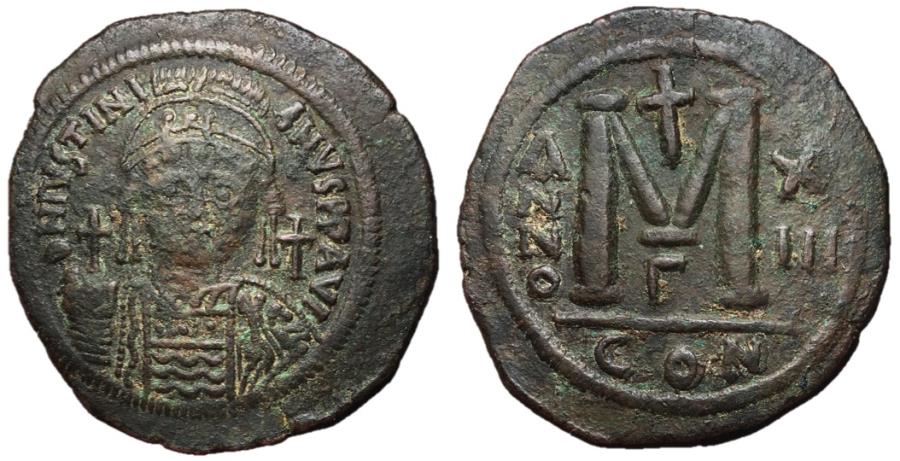 Justinian I, 527 - 565 AD, 42mm Follis, Constantinople Mint | Byzantine ...