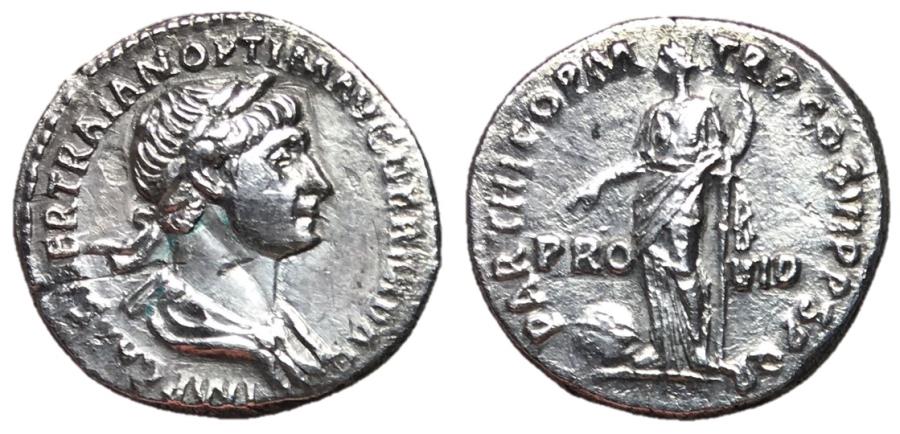 Trajan, 98 - 117 AD, Silver Denarius, Providentia | Roman Imperial Coins