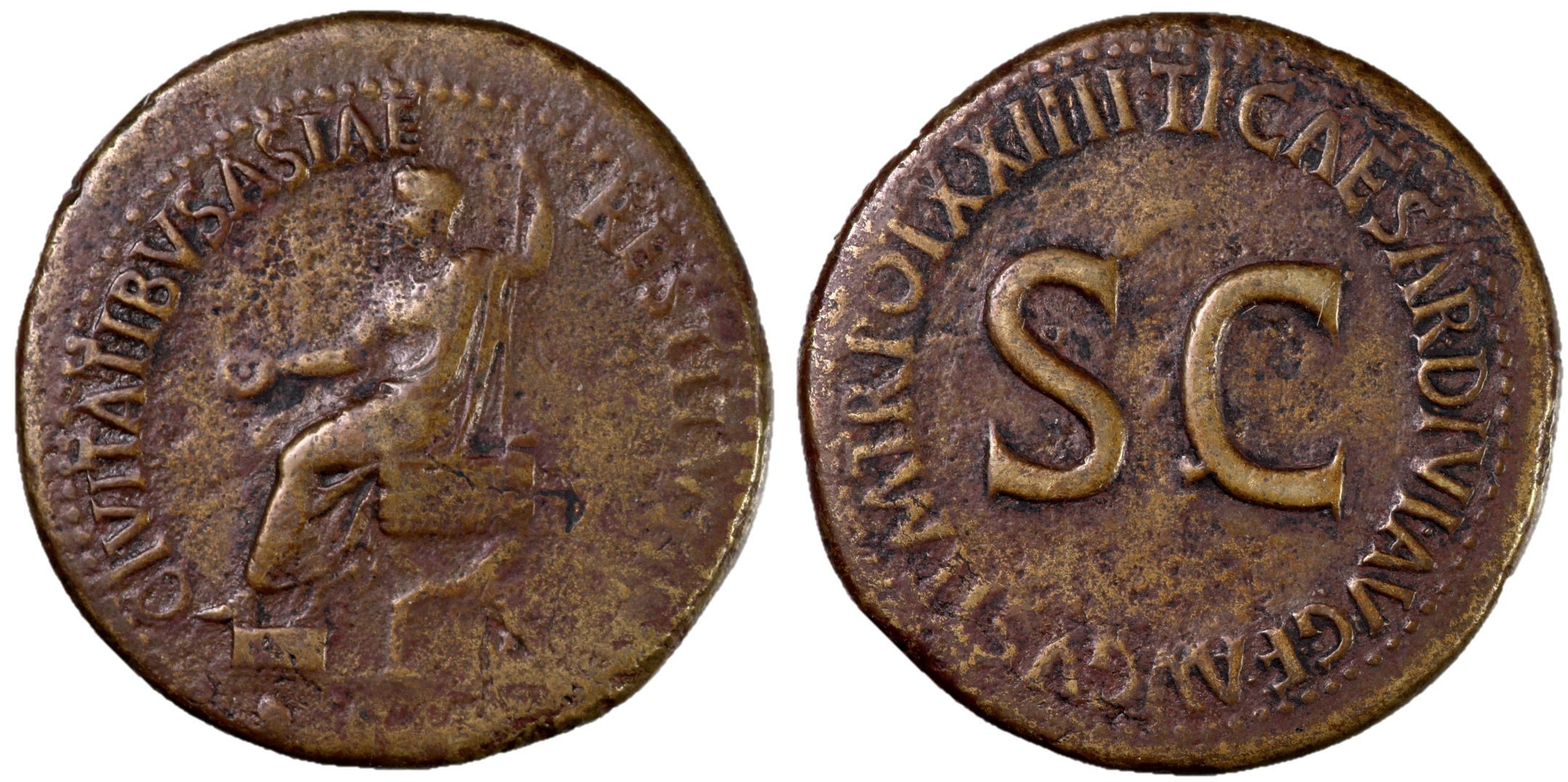 Tiberius, 14 - 37 AD, 35mm Sestertius | Roman Imperial Coins