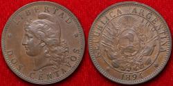 World Coins - Argentina, 1891 2 Centavos, 30mm