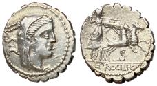 Ancient Coins - L. Procilius, 80 BC, Silver Denarius