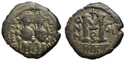 Ancient Coins - Justin II with Sophia, 565 - 578 AD, 29mm Follis of Nicomedia