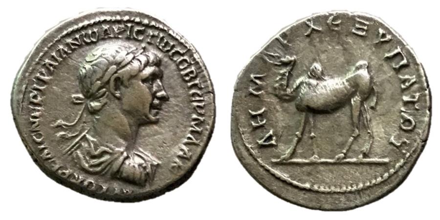 Trajan, 98 - 117 AD, Silver Drachm of Bostra, Camel | Roman