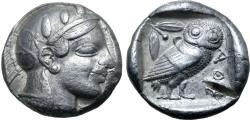 Ancient Coins - Attica, Athens, 465 - 460 BC, Silver Tetradrachm, Late Transitional Type