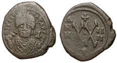 Ancient Coins - Maurice Tiberius, 582 - 602 AD, Half Follis of Theoupolis