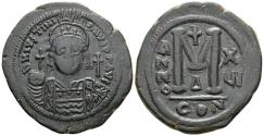 Ancient Coins - Justinian I, 527 - 565 AD, Follis of Constantinople, 37mm