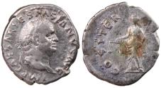 Ancient Coins - Vespasian, 69 - 79 AD, Silver Denarius with Aequitas
