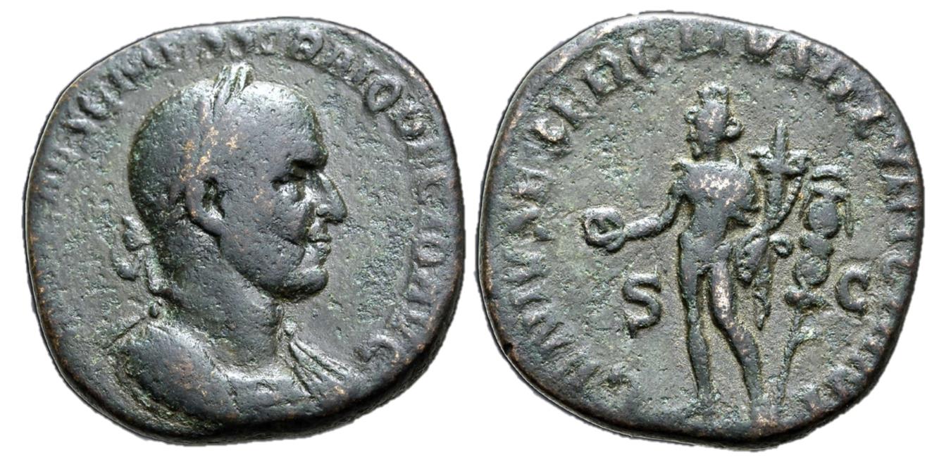 Trajan Decius, 249 - 251 AD, Sestertius with Genius | Roman 
