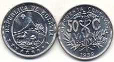 World Coins - Bolivia KM182(U) 50 Centavos (1/2 Boliviano)