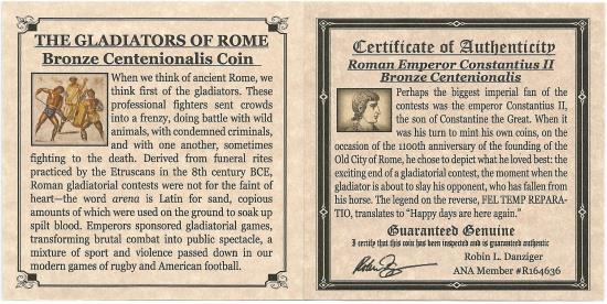 Roman Centenionalis Constantius II Gladiator (Mini Album) | Lots ...