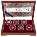 World Coins - Six Coin Box Featuring "The Great" Rulers (Six-Coin Box)
