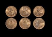 World Coins - Ceylon, George V (1910-1936), Copper 1/2 Cent, 1917 (3) KM 106 (3), UNC with lustre, a lot of (3) coins