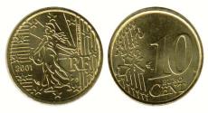 World Coins - France KM1285(U) 10 Euro. Cents
