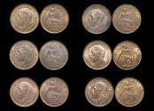 World Coins - Great Britain, George V (1910-1936), Bronze Farthings  (6), UNC with some lustre, a few spots, a lot of (6) coins