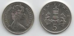 World Coins - Great Britain KM911(AU-U) 5 N. Pence