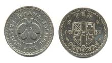 World Coins - Ghana KM16(C) 10 Pesewa Cleaned