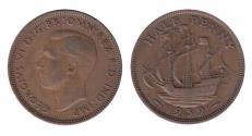 World Coins - Great Britain KM844-896(VF) George VI: 1/2 Penny