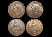 World Coins - Great Britain, George V (1936-1952), Bronze Pennies 1951 key date (2), AU, a lot of (2) coins