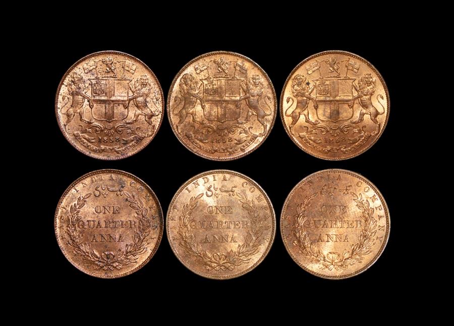 British India, East India Company, Copper Quarter Annas, 1858, single
