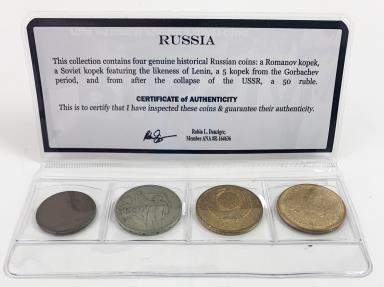 World Coins - Russia: Four Historical Russian and Soviet Coins (mini)