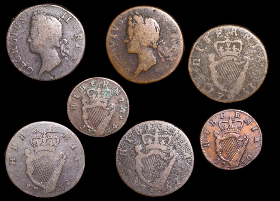 Ireland, George II (1727-1760), Copper Halfpennies (5), Farthings (2 ...