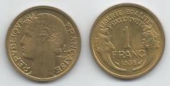 World Coins - France KM885(U) 1 Franc - 1938 & 1941